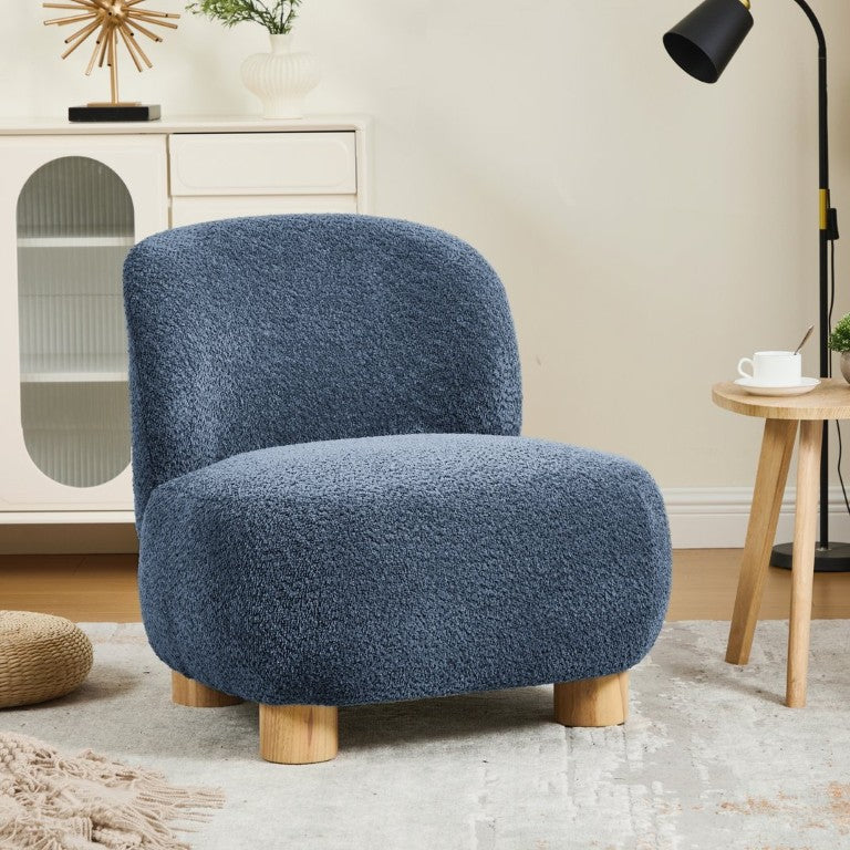 English Elm Boucle Loop Pile Accent Chair with Rubberwood Legs for Modern Living Spaces N776P423410S