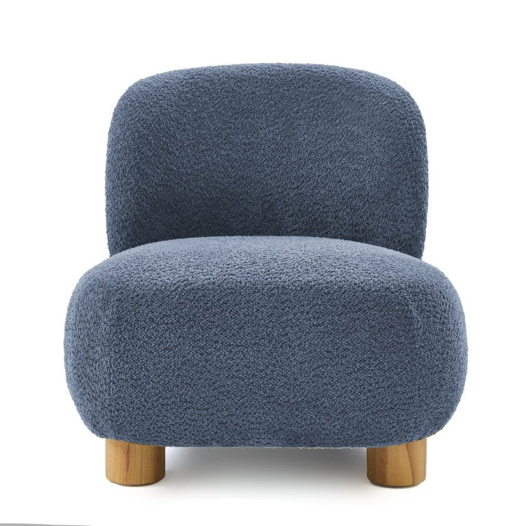 English Elm Boucle Loop Pile Accent Chair with Rubberwood Legs for Modern Living Spaces N776P423410S