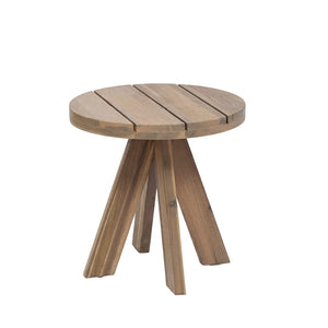 English Elm Acacia Solid Wood Outdoor Round Tripod Side Table for Patio Balcony and Poolside Warm Grey N776P427176E