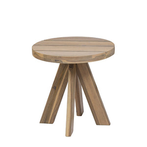 English Elm Acacia Solid Wood Outdoor Round Tripod Side Table for Patio Balcony and Poolside Warm Grey N776P427176E