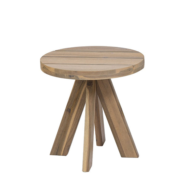 English Elm Acacia Solid Wood Outdoor Round Tripod Side Table for Patio Balcony and Poolside Warm Grey N776P427176E