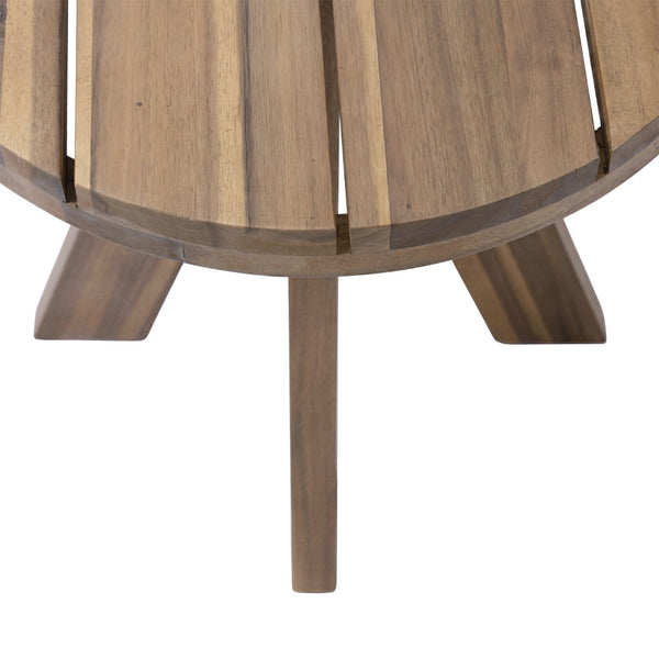 English Elm Acacia Solid Wood Outdoor Round Tripod Side Table for Patio Balcony and Poolside Warm Grey N776P427176E