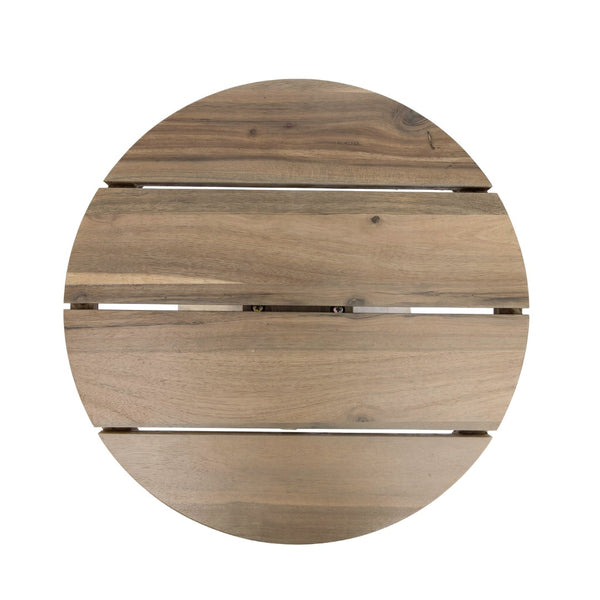 English Elm Acacia Solid Wood Outdoor Round Tripod Side Table for Patio Balcony and Poolside Warm Grey N776P427176E