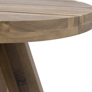 English Elm Acacia Solid Wood Outdoor Round Tripod Side Table for Patio Balcony and Poolside Warm Grey N776P427176E