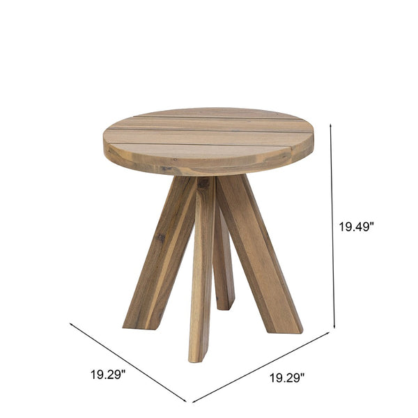 English Elm Acacia Solid Wood Outdoor Round Tripod Side Table for Patio Balcony and Poolside Warm Grey N776P427176E