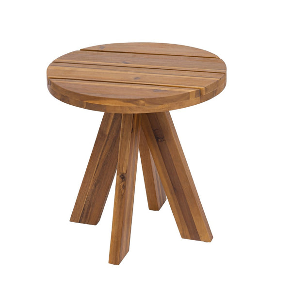 English Elm Acacia Solid Wood Outdoor Round Tripod Side Table for Patio Balcony and Poolside Teak N776P427176T