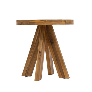 English Elm Acacia Solid Wood Outdoor Round Tripod Side Table for Patio Balcony and Poolside Teak N776P427176T