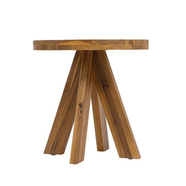 English Elm Acacia Solid Wood Outdoor Round Tripod Side Table for Patio Balcony and Poolside Teak N776P427176T