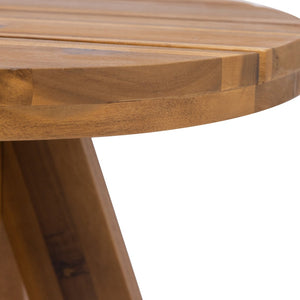 English Elm Acacia Solid Wood Outdoor Round Tripod Side Table for Patio Balcony and Poolside Teak N776P427176T