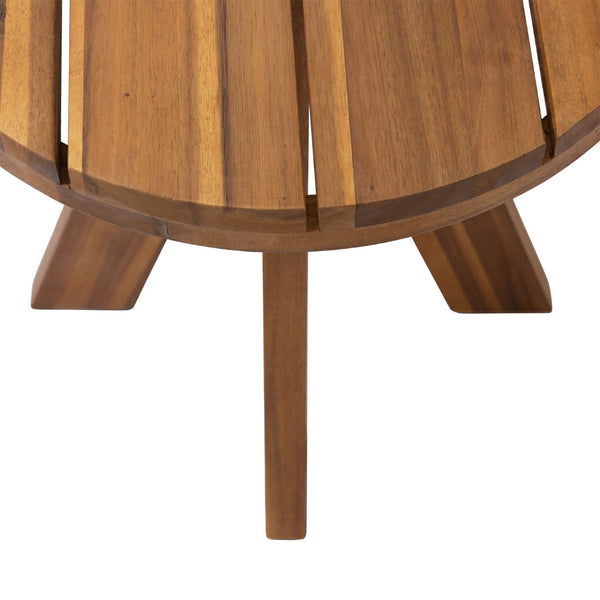 English Elm Acacia Solid Wood Outdoor Round Tripod Side Table for Patio Balcony and Poolside Teak N776P427176T