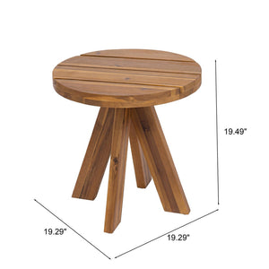 English Elm Acacia Solid Wood Outdoor Round Tripod Side Table for Patio Balcony and Poolside Teak N776P427176T
