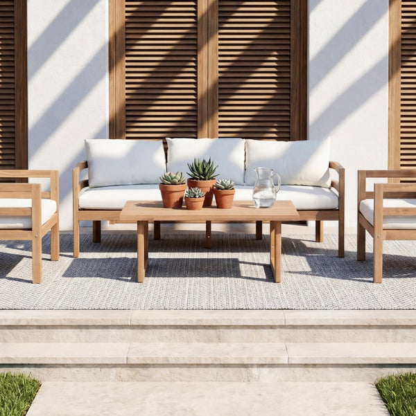 English Elm Alger Outdoor Solid Wood 3 Seat Sofa Set with Weather Resistant Frame for Patio N776P427881T