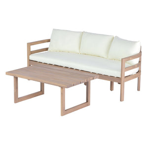 English Elm Alger Outdoor Solid Wood 3 Seat Sofa Set with Weather Resistant Frame for Patio N776P427881T