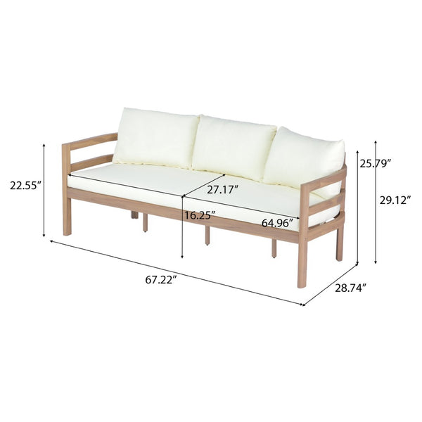 English Elm Alger Outdoor Solid Wood 3 Seat Sofa Set with Weather Resistant Frame for Patio N776P427881T