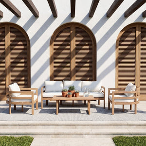 English Elm Alger Outdoor Solid Wood 5 Seat Sofa Set for Patio Deck and Poolside Lounging N776P427882T-2_N776P427881T
