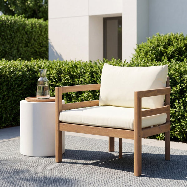 English Elm Alger Outdoor Solid Wood Club Chair with Weather Resistant Finish for Patio Decks N776P427882T