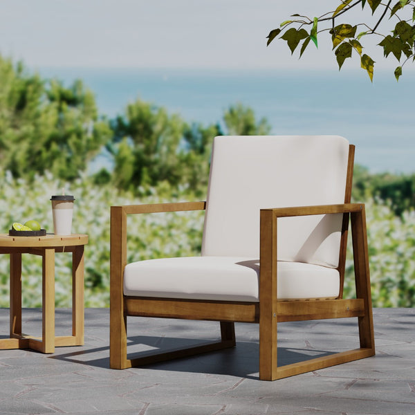 English Elm Belgian Solid Acacia Hardwood Outdoor Club Chair with Open Slat Design for Patio N776P428329B
