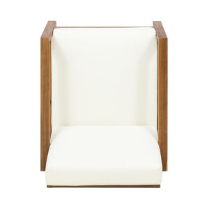 English Elm Belgian Solid Acacia Hardwood Outdoor Club Chair with Open Slat Design for Patio N776P428329B