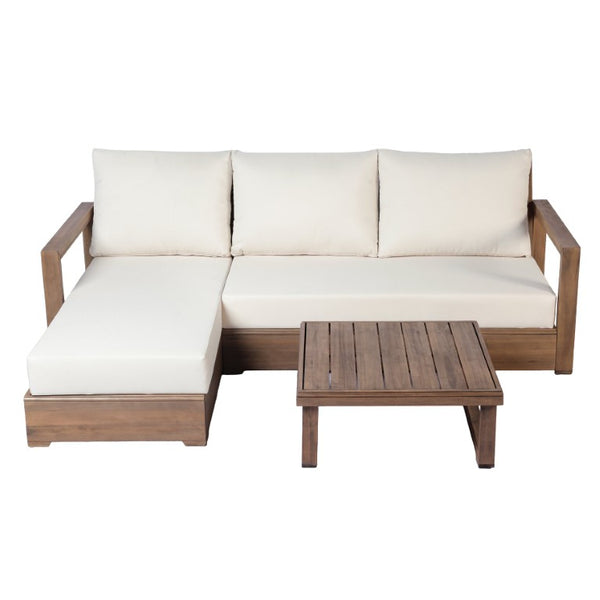 English Elm 4Pcs Outdoor Acacia Hardwood Rope Chaise Lounge Set for Patio Pool Deck Bourbon Brown 26.18 L x 57.09 W x 30.31 H N776P430483B_N776P404822B_N776P404821B