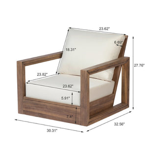 English Elm 2Pcs Westchester Outdoor Swivel Chairs Acacia Wood Frame Plush Cushioned Patio Set N776P430484B-2