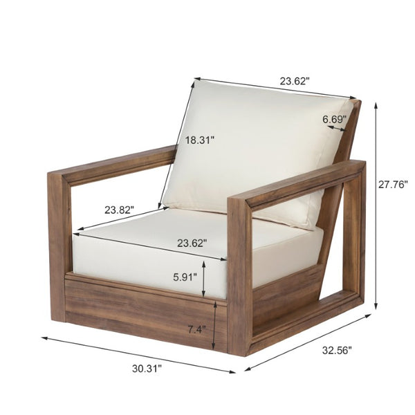 English Elm 2Pcs Westchester Outdoor Swivel Chairs Acacia Wood Frame Plush Cushioned Patio Set N776P430484B-2