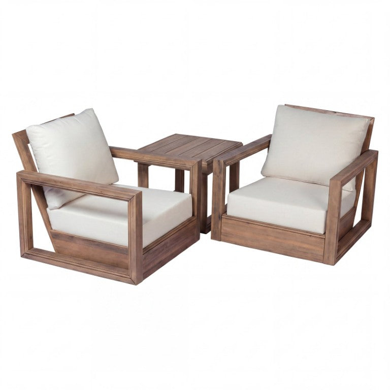 English Elm 2 Piece Outdoor Acacia Wood Swivel Chair Set with Side Table for Patio Decks N776P430484B-2_69077.00BBGE