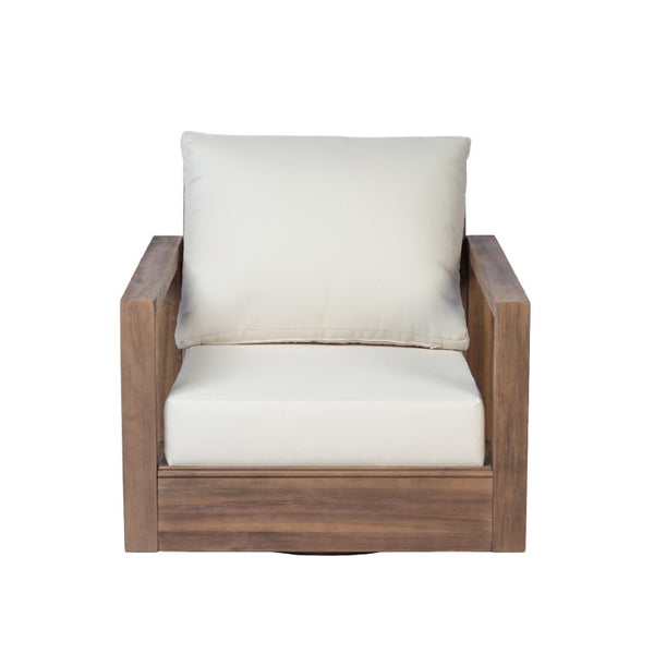 English Elm 3 Piece Westchester Acacia Wood Outdoor Chat Set with Swivel Chairs and Loveseat N776P430484B-2_N776P440227B
