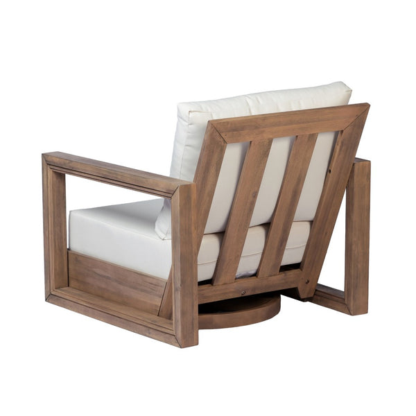 English Elm Westchester Outdoor Swivel Accent Chair Acacia Wood Frame Plush Cushion Patio Seat N776P430484B