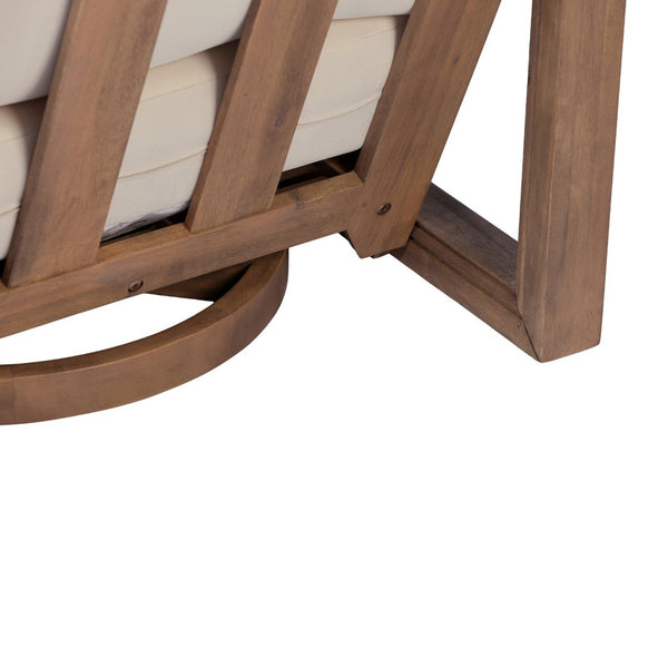 English Elm Westchester Outdoor Swivel Accent Chair Acacia Wood Frame Plush Cushion Patio Seat N776P430484B