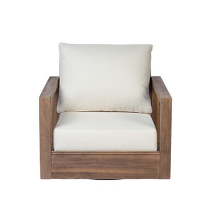English Elm Westchester Outdoor Swivel Accent Chair Acacia Wood Frame Plush Cushion Patio Seat N776P430484B