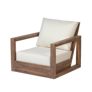 English Elm Westchester Outdoor Swivel Accent Chair Acacia Wood Frame Plush Cushion Patio Seat N776P430484B