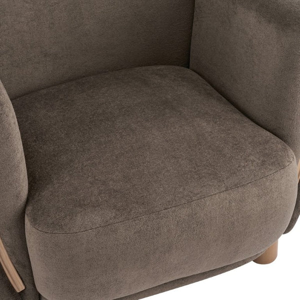 English Elm Cozy Wingback Velvet Accent Chair with Wood Legs for Mid-Century Modern Living Rooms N776P434669D