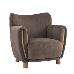English Elm Cozy Wingback Velvet Accent Chair with Wood Legs for Mid-Century Modern Living Rooms N776P434669D