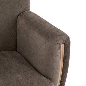 English Elm Cozy Wingback Velvet Accent Chair with Wood Legs for Mid-Century Modern Living Rooms N776P434669D