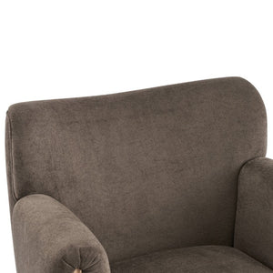 English Elm Cozy Wingback Velvet Accent Chair with Wood Legs for Mid-Century Modern Living Rooms N776P434669D
