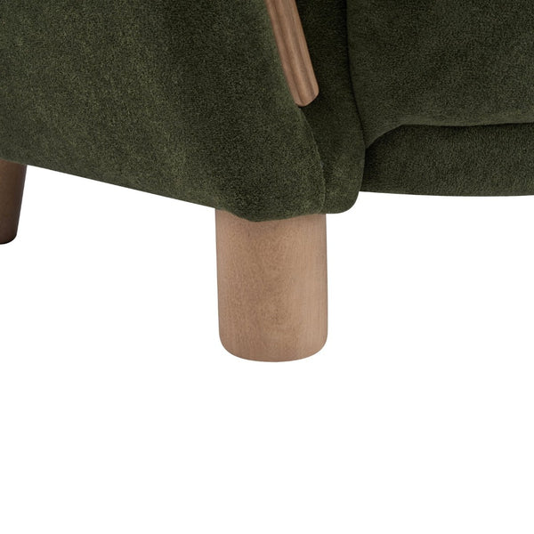 English Elm Cozy Wingback Velvet Accent Chair Mid Century Silhouette with Dark Wood Legs Olive Green N776P434669G