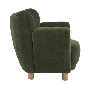 English Elm Cozy Wingback Velvet Accent Chair Mid Century Silhouette with Dark Wood Legs Olive Green N776P434669G