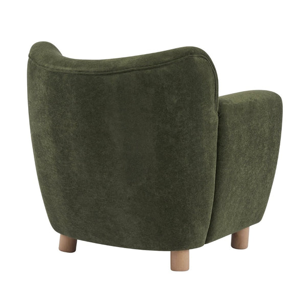 English Elm Cozy Wingback Velvet Accent Chair Mid Century Silhouette with Dark Wood Legs Olive Green N776P434669G