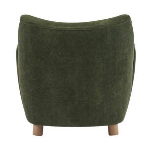 English Elm Cozy Wingback Velvet Accent Chair Mid Century Silhouette with Dark Wood Legs Olive Green N776P434669G