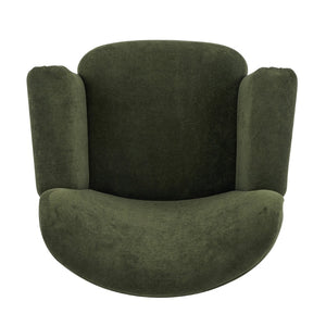 English Elm Cozy Wingback Velvet Accent Chair Mid Century Silhouette with Dark Wood Legs Olive Green N776P434669G