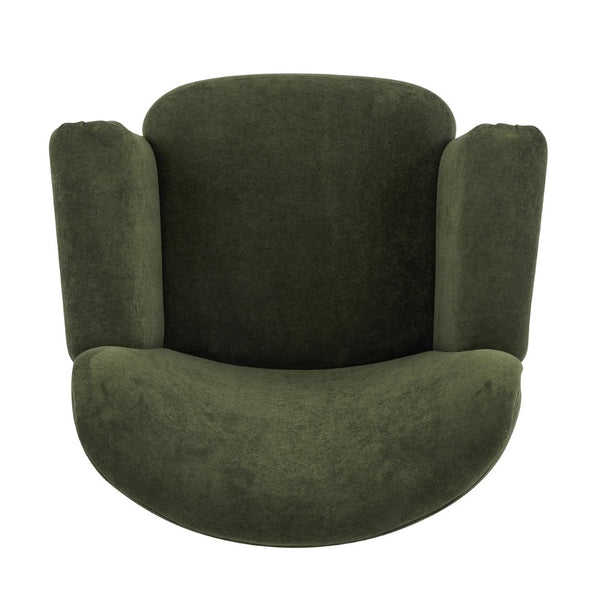 English Elm Cozy Wingback Velvet Accent Chair Mid Century Silhouette with Dark Wood Legs Olive Green N776P434669G