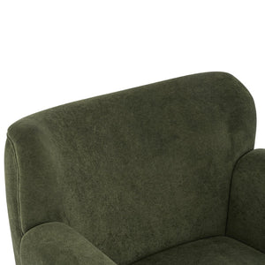 English Elm Cozy Wingback Velvet Accent Chair Mid Century Silhouette with Dark Wood Legs Olive Green N776P434669G