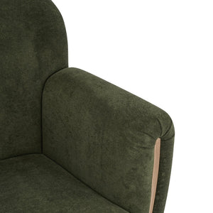 English Elm Cozy Wingback Velvet Accent Chair Mid Century Silhouette with Dark Wood Legs Olive Green N776P434669G