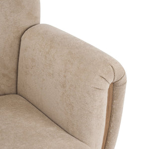 English Elm Cozy Wingback Velvet Accent Chair Mid Century Silhouette with Dark Wood Legs Light Brown N776P434669M