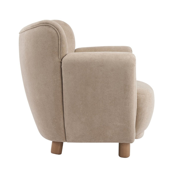 English Elm Cozy Wingback Velvet Accent Chair Mid Century Silhouette with Dark Wood Legs Light Brown N776P434669M