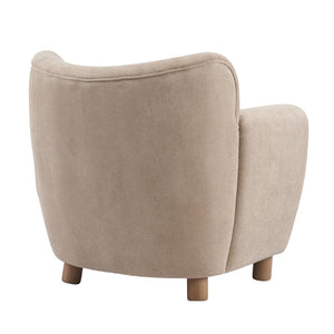 English Elm Cozy Wingback Velvet Accent Chair Mid Century Silhouette with Dark Wood Legs Light Brown N776P434669M