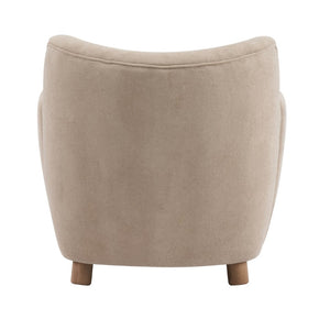 English Elm Cozy Wingback Velvet Accent Chair Mid Century Silhouette with Dark Wood Legs Light Brown N776P434669M