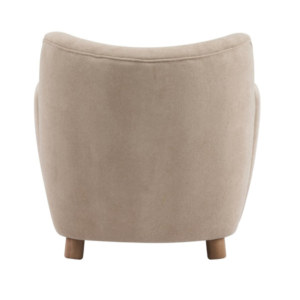 English Elm Cozy Wingback Velvet Accent Chair Mid Century Silhouette with Dark Wood Legs Light Brown N776P434669M