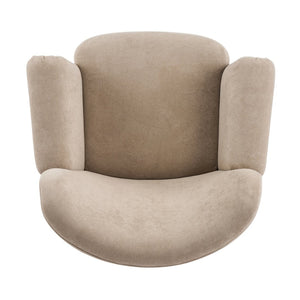 English Elm Cozy Wingback Velvet Accent Chair Mid Century Silhouette with Dark Wood Legs Light Brown N776P434669M