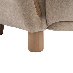 English Elm Cozy Wingback Velvet Accent Chair Mid Century Silhouette with Dark Wood Legs Light Brown N776P434669M